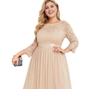 Ever-Pretty Women's A-Line 3/4 Long Sleeves Chiffon Floor Length Bridesmaid Gown